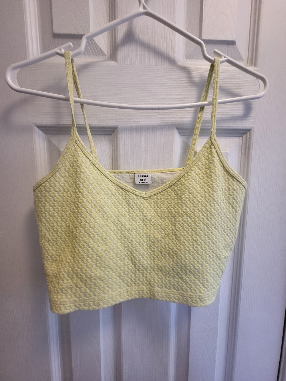 Sunday Best Pale Yellow Textured Cropped Camisole